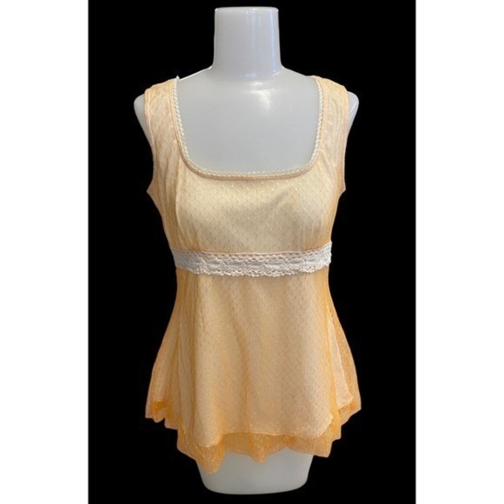 Vanity Y2K Sleeveless Glitter Lace Babydoll Tank Womens Medium